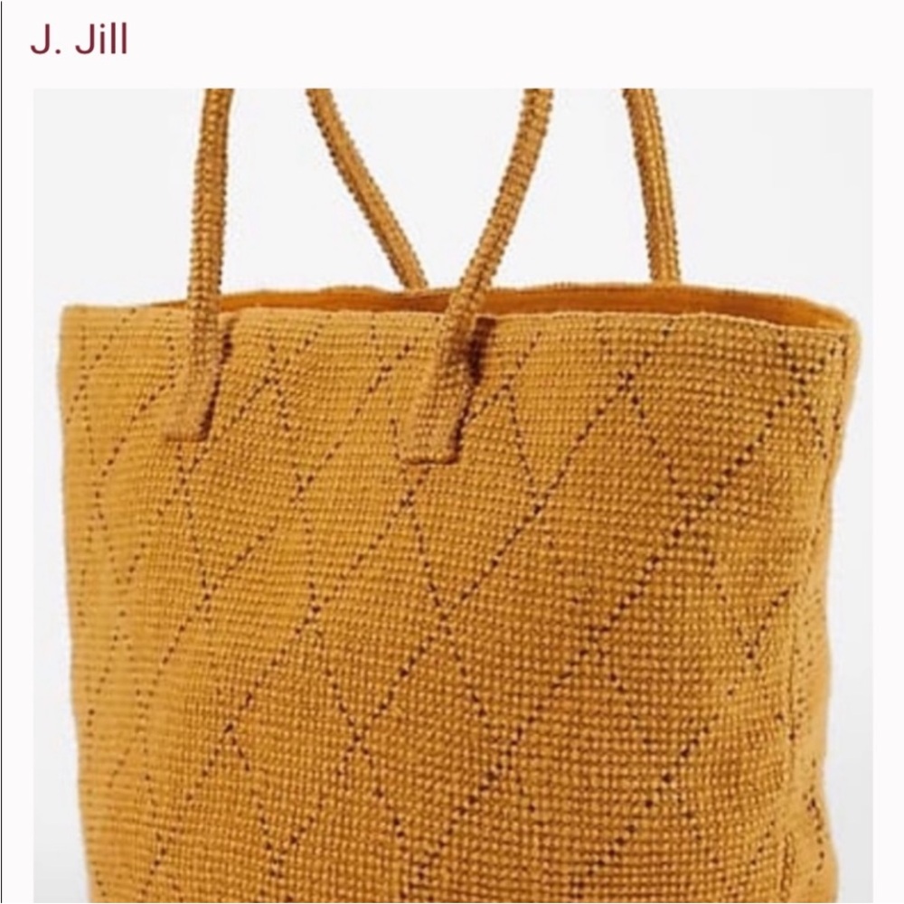 J JILL Sunflower Yellow‎ Textured Tote Bag - Jute material EUC